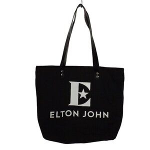 ELTON JOHN Tote, 2 Sided, Purple w/E, Black w/name E, Straps, Canvas